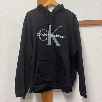 Calvin Klein 블랙 후드 부착 후드티 XL