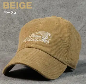 인디언 모토사이클 코듀로이 캡 베이지