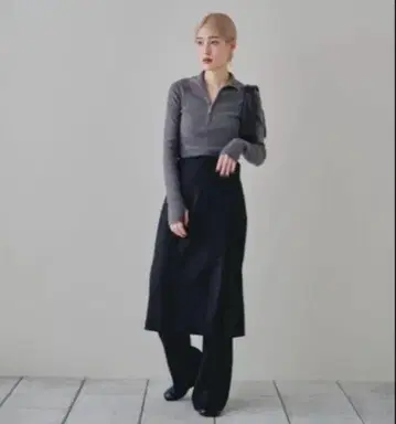 TODAYFUL 하프집 립 니트 그레이