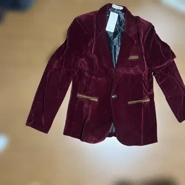 버건디 벨벳 테일러드 자켓 M