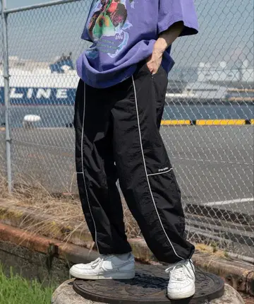 Perushu 블랙 나일론 팬츠