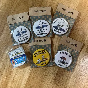 새상품 스누피 서프샵 핀 배지 6개 세트. 마스킹 테이프