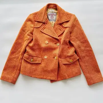 해리스 트위드 테일러드 자켓 오렌지 계열 M 사이즈 울 100%