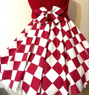 체크 패턴 체커 플래그 서큘러 스커트 전원 올디스 로큰롤