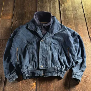 구제 데님 봄버 자켓 와이드 소매 짧은 기장 오버핏 변형 M 90년대경
