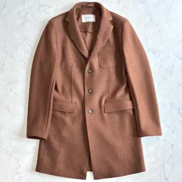 새상품급 헬레노 체스터 코트 로고 플레이트 브라운 사이즈 46 sz8