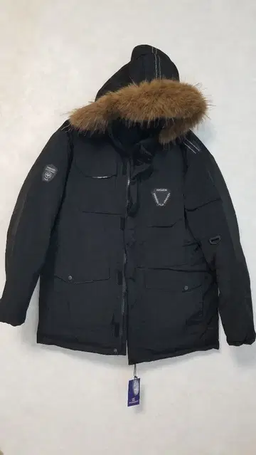 DCKMANY 다운 자켓 블랙 퍼 포함 자켓 2XL