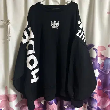 블랙 로데오 왕관 로고 속기모 오버 사이즈 맨투맨 따뜻한