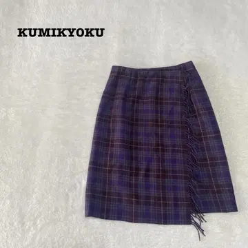 EK4051 [쿠미교쿠] 랩스커트 [2] 타이트 무릎 기장 프린지 체크