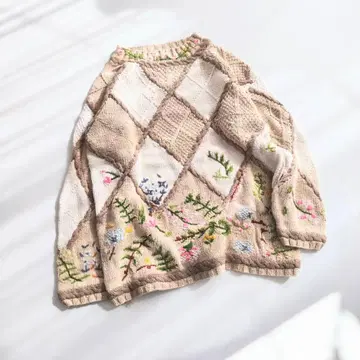 Jennifer reed 꽃무늬 자수 핸드 니트 L P