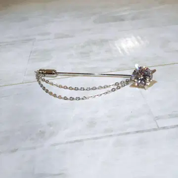 지르코니아 핑 브로치 실버 체인 포함