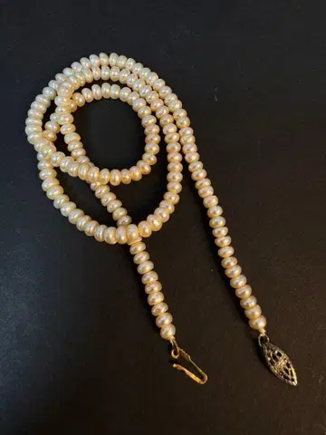 천연 화이트 펄 목걸이 (각인 있음)