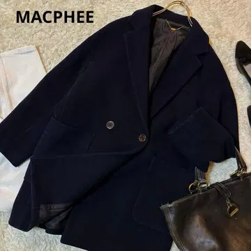 새상품급*MACPHEE 오버 사이즈 P 코트 네이비 코쿤 루즈핏