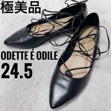 오데뜨 앤 오딜 천연 가죽 플랫슈즈 펌프스 레이스업 블랙