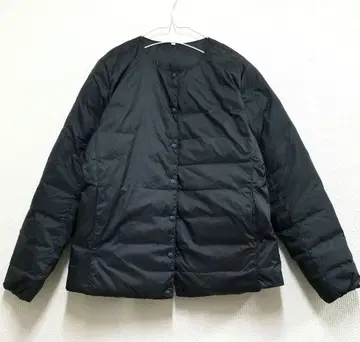 무인양품 경량 호주 다운 포켓터블 노카라 블루종 여성 L 블랙