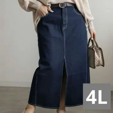 CLETTE 쿠레트 프론트 슬릿 데님 내로우 스커트 네이비 4L