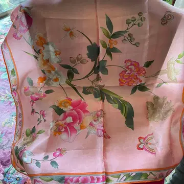 LEONARD 꽃무늬 실크, 코튼 대형 손수건