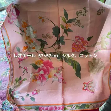 LEONARD 꽃무늬 실크, 코튼 대형 손수건