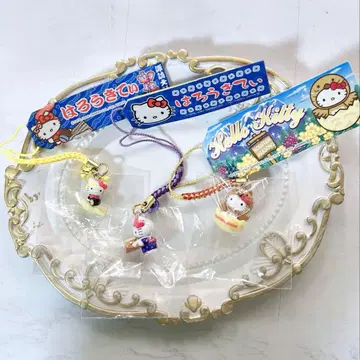 헬로키티 나가노 한정판 메추리알 스와대사 스트랩 세트