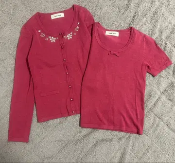 레스 빠세 비쥬 긴팔 가디건 앙상블 니트