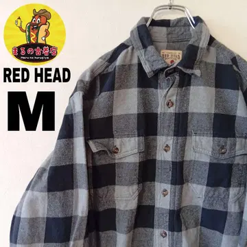 USA 구제 의류 RED HEAD 플란넬 셔츠 M 그레이 블랙 체크