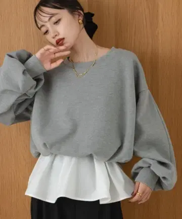 [ 새상품 ] hinari 본딩 숏 맨투맨 그레이