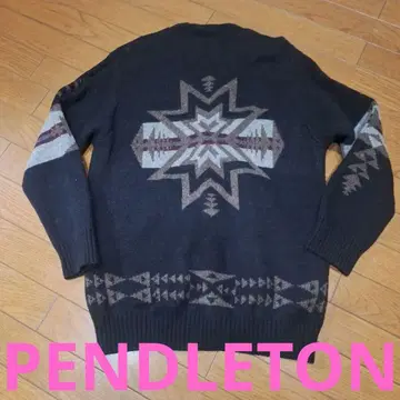 펜들턴 기하학 패턴 울 혼방 가디건