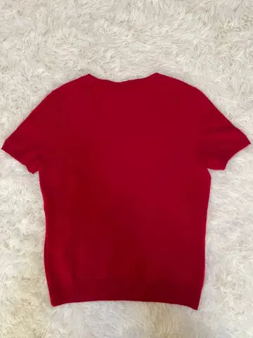 Peck&Peck 캐시미어 100% 반팔 니트 L 레드/2-PLY