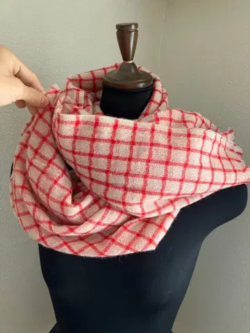 이네스 UNIQLO 협업 빨간색과 화이트 체크 무늬 새상품 캐시미어 스톨