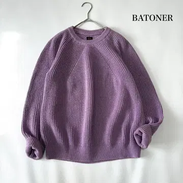 바토너 하찌 코튼 래글런 크루넥 니트 라벤더 퍼플