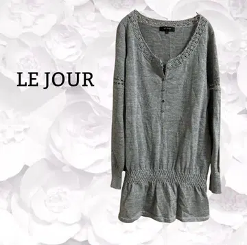 [르주르] 튜닉 니트 긴팔 [M] 그레이 울 혼방 시스루 니트 삼양상회