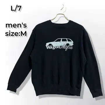 구제 의류 맨투맨 M 블랙 프린트 트레이닝복 로고 아메카지 스트릿 남성용