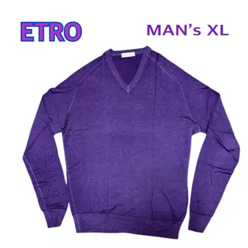 컨디션 최상 ETRO 퍼플 V넥 스웨터 XL