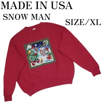 USA제 SNOW MAN 프린트&일부 자수 XL 사이즈 맨투맨 미국