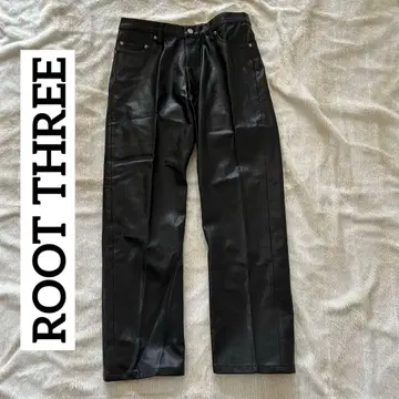 ROOT THREE 인조 가죽 팬츠 블랙 중고 허리 85cm