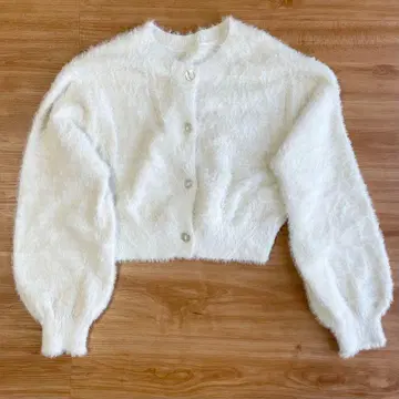 화이트 샤기 가디건 프리 사이즈