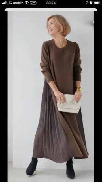 plusOTOHA 오토하 사이드 플리츠 니트 원피스