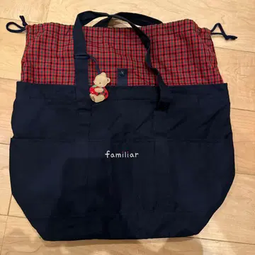 familiar 마더백 블랙과 빨간색 체크