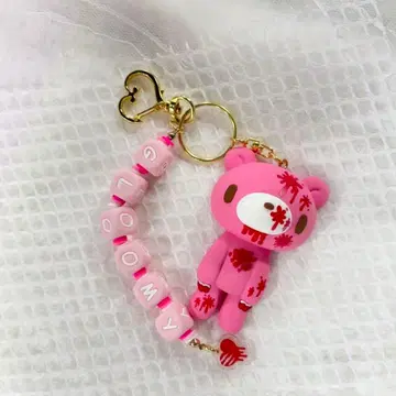 그루미 핑크 곰 모양 키링, 실리콘제 귀여운 디자인