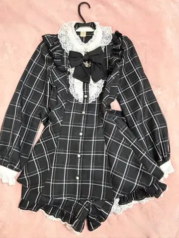 시크릿 허니 체크 셋업 sizeM