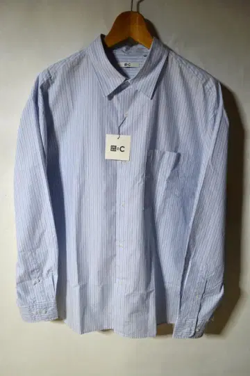 새상품 유니클로C 브로드 오버 사이즈 셔츠 스트라이프 긴팔 블루 XL