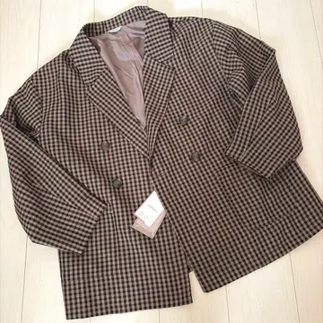 새상품급 미사용 택 포함 시마무라 choco 체크 자켓