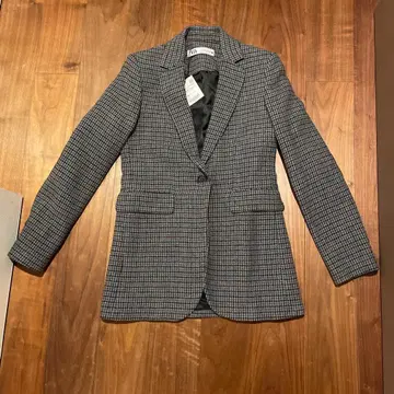 ZARA 택 포함 새상품 울 블렌드 블레이저 엘보 패치 하운드투스