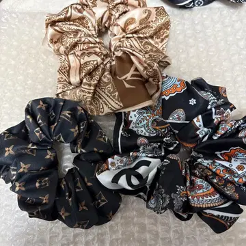 페이즐리 무늬 헤어 스크런치 3개 세트