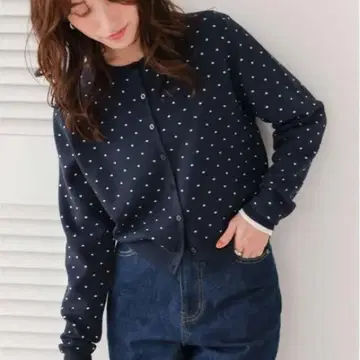 titivate 가디건 도트 네이비 M