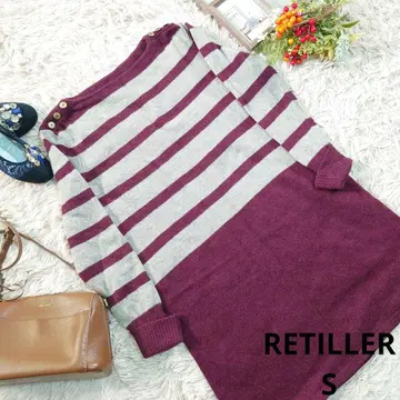 RETILLER 니트 원피스 ( S ) 그레이/보라색/보더/캐시미어 혼방