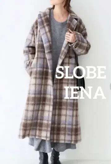 SLOBE IENA 슬로브 이에나 체크 샤기 롱 코트