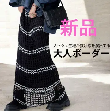 [ 새상품 ] antiqua 안티카 메쉬 니트 스커트