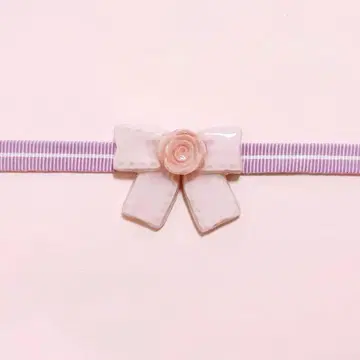 핑크 장미 리본 오비 고정 띠 브로치