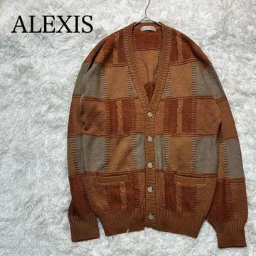 ALEXIS 가디건 체크 무늬 L 사이즈 브라운